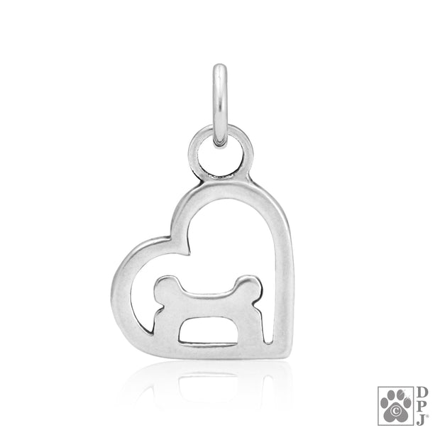 Heart and bone pendant for necklace in sterling silver